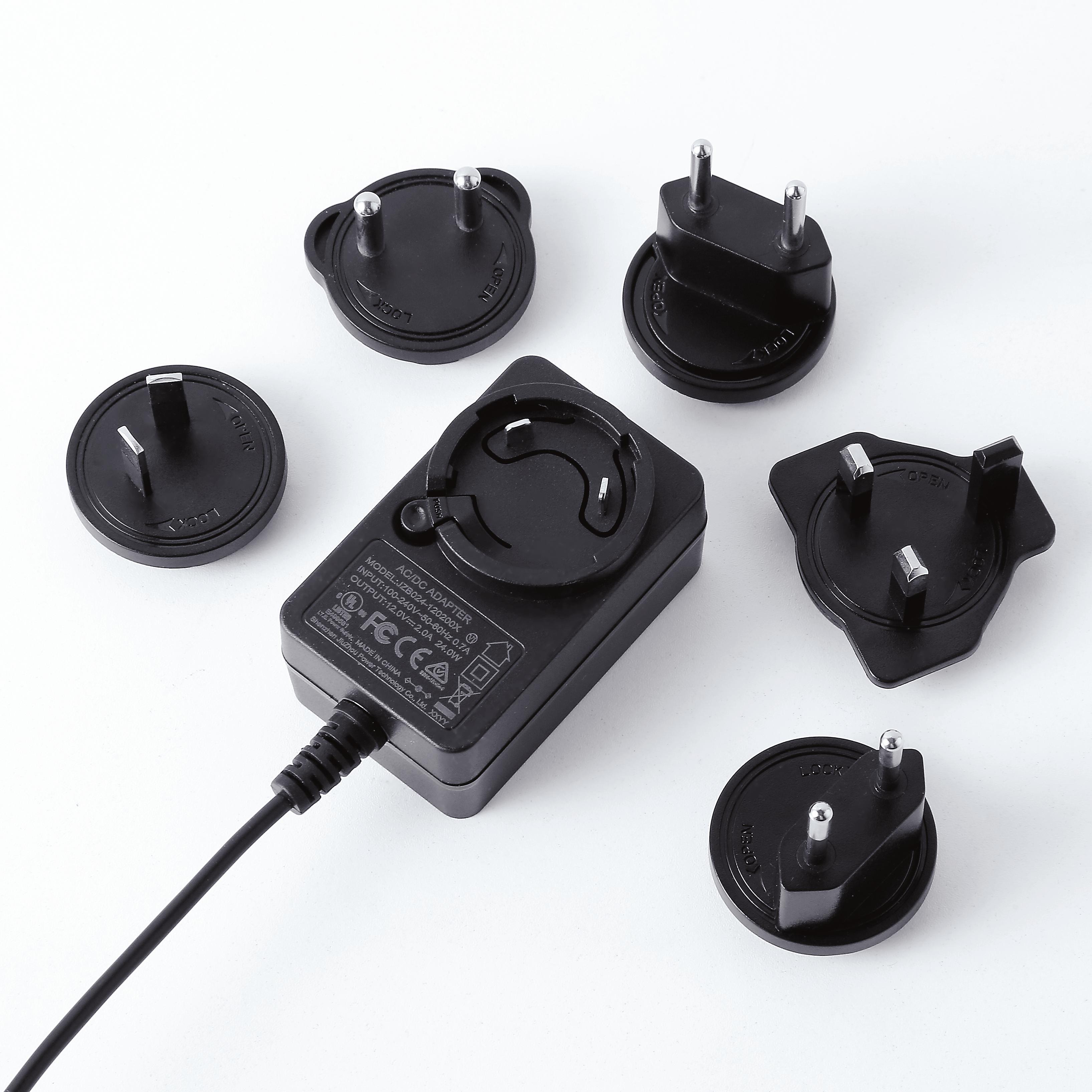 12v2a轉(zhuǎn)換頭電源適配器多國(guó)插腳過(guò)認(rèn)證廠家jiuzhou power制造 